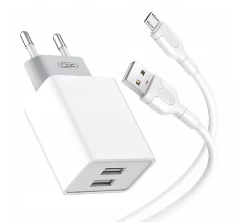 XO L65EU 2xUSB 12W Micro USB kábel töltő (fehér)