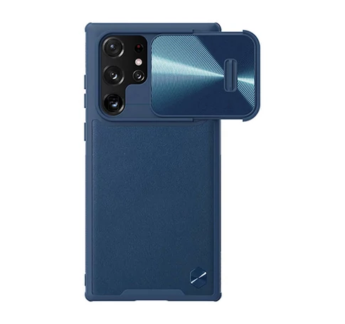 Etui Nillkin CamShield Leather do Samsung Galaxy S22 Ultra (niebieskie)