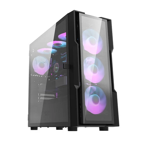 Darkflash DK431 Glass számítógépház + 4 RGB ventilátor (fekete)