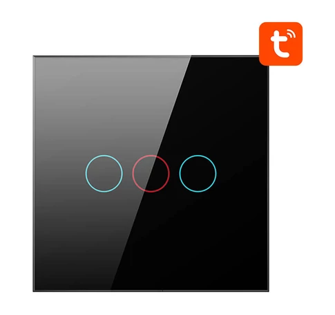 Smart Light Switch ZigBee Avatto ZTS02-EU-B3 3 Way TUYA (black)