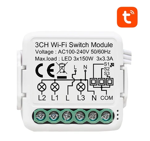 Intelligens Wi-Fi Avatto N-WSM01-3 TUYA kapcsoló
