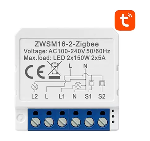 Intelligens kapcsoló beépített ZigBee Avatto ZWSM16-W2 TUYA