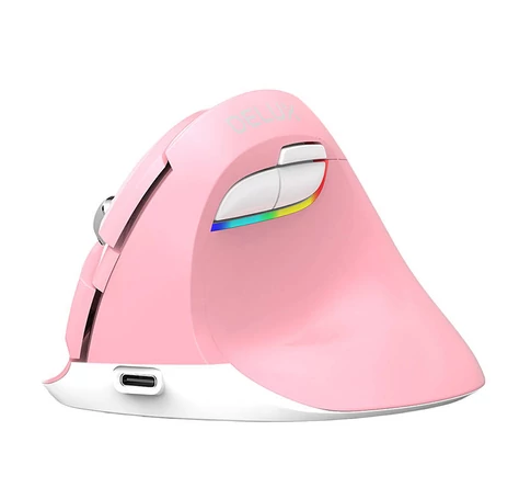 Wireless Vertical Mouse Delux M618Mini DB BT+2.4G 2400DPI (pink)