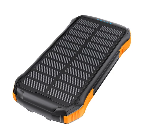 Choetech B658 napelemes powerbank, 2x USB, 10000mAh, Qi 5W (fekete és narancssárga)