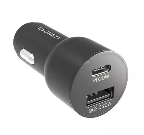 Cygnett USB autós töltő, USB-C 20W (fekete)