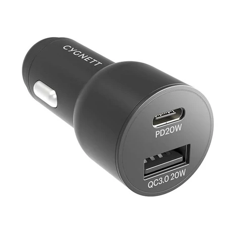 Cygnett USB autós töltő, USB-C 20W (fekete)