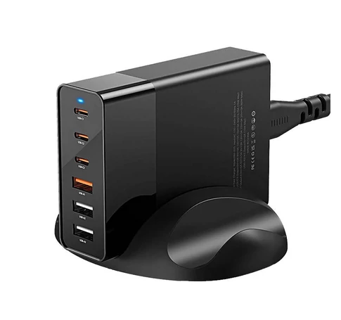 BlitzWolf BW-S25 hálózati töltő, 75W, 3x USB + 3x USB-C (fekete)