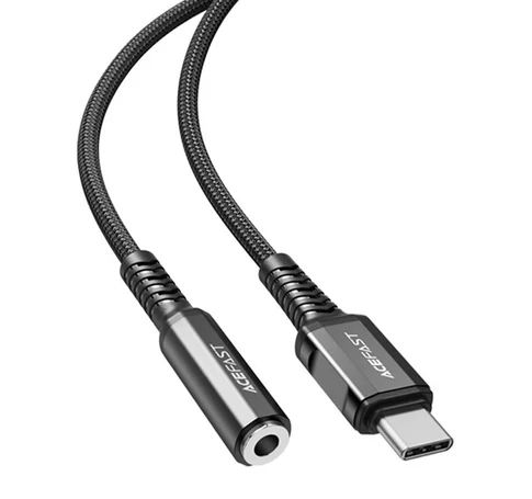 Adapter USB-C do mini jack 3,5mm Acefast C1-07 18cm (czarny)