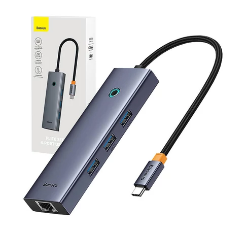 az 1-ben Baseus UltraJoy USB-C – 3x USB 3.0 + RJ45 hub (fekete)