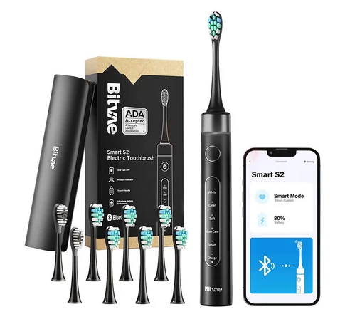 Sonic toothbrush with app, tips set and travel etui S2 (black)