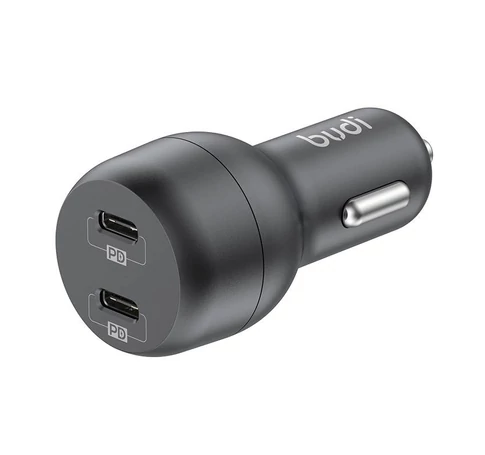 Budi autos töltő, 2x USB-C, 40W, PD (fekete)