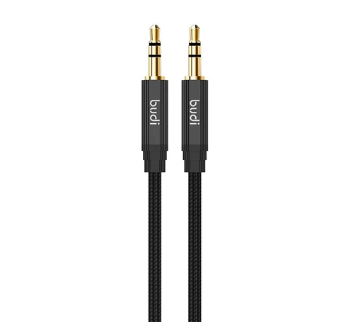AUX cable mini jack 3.5mm to mini jack 3.5mm Budi, 1m (black)