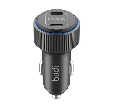 Autós töltő, Budi 2xUSB-C 60W