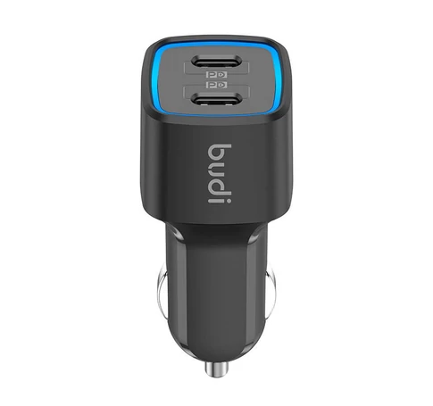 Budi 065R autós töltő, 2x USB-C, PD 60W (fekete)