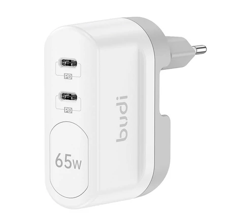 Ładowarka 2xUSB-C Budi 65W (biała)