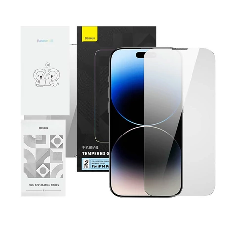 Baseus Crystal Series betekintésgátló edzett üvegfólia iPhone 14 Pro