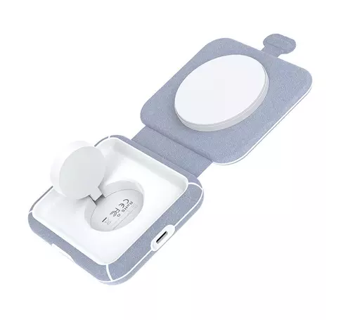 Bezprzewodowa ładowarka indukcyjna 2w1 Choetech T323, MagSafe & MFI (szara)