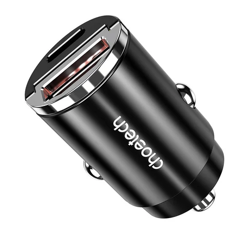 Car Charger Choetech TC0006 1x USB-A, 1x USB-C 30W PD 3.0 (black)