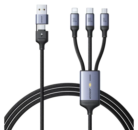 Kabel Speedy USB Joyroom SA21-2T3, 6 w 1/ 100W/ Kabel 1,5m (czarny)