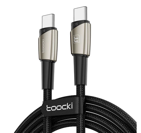 Kabel USB-C do USB-C Toocki, 1m, 140W (pełowy nikiel)