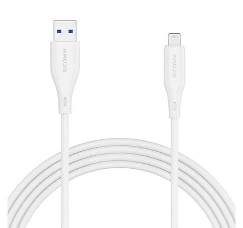 USB-A to Lightning Cable Ricomm RLS004ALW 1.2m