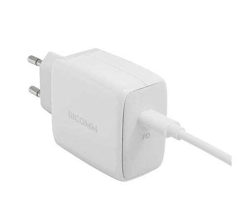 45 W-os GaN Ricomm RC451 EU töltő, 1xUSB-C + 2,1 m USB-C kábel
