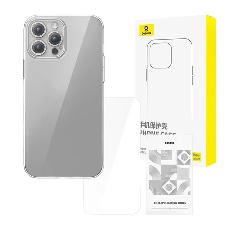 Baseus Átlátszó Tok iPhone 15 Pro + edzett üvegfólia