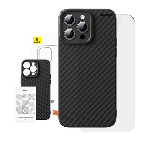 Baseus Synthetic Fiber Series telefontok iPhone 15 Pro + edzett üvegfólia