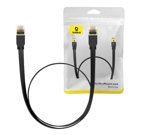 Baseus Cat 7 UTP Ethernet RJ45 lapos kábel, 1 m (fekete)