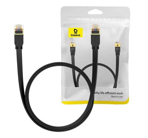 Baseus Cat 7 UTP Ethernet RJ45 lapos kábel, 1,5m (fekete)