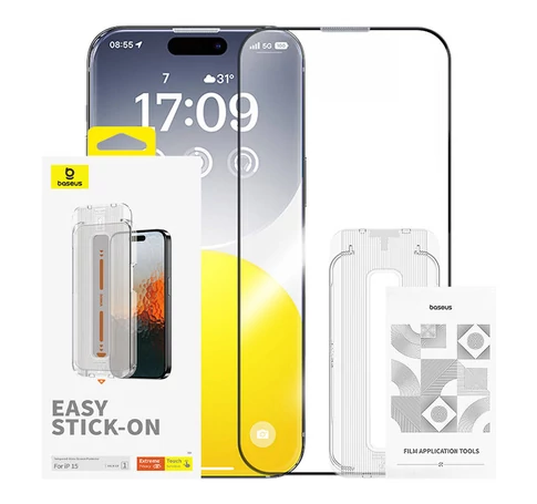 Baseus Sapphire betekintésgátló edzett üvegfólia iPhone 15
