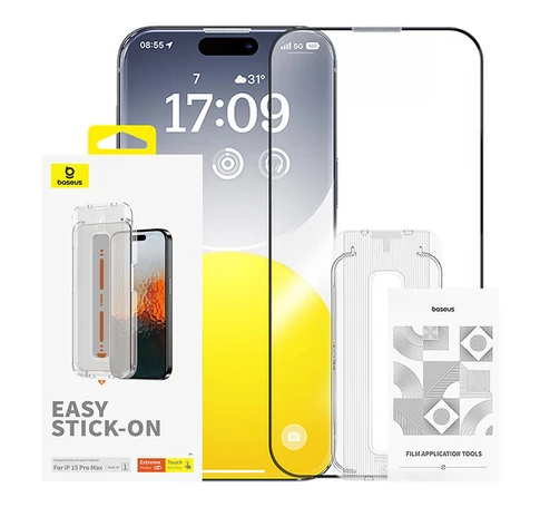 Baseus Sapphire betekintésgátló edzett üvegfólia iPhone 15 ProMax