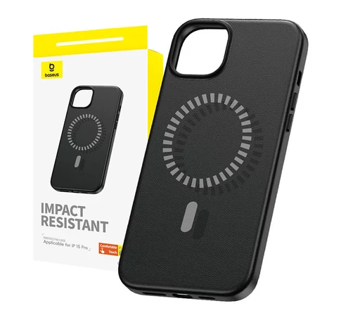 Baseus Fauxther Series mágneses telefontok iPhone 15 Pro (fekete)