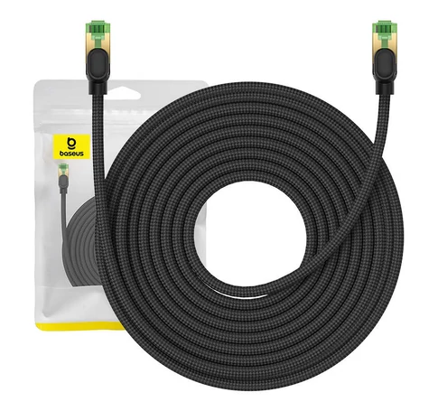 Baseus fonott hálózati kábel Cat.8, Ethernet RJ45, 40 Gbps, 15m (fekete)