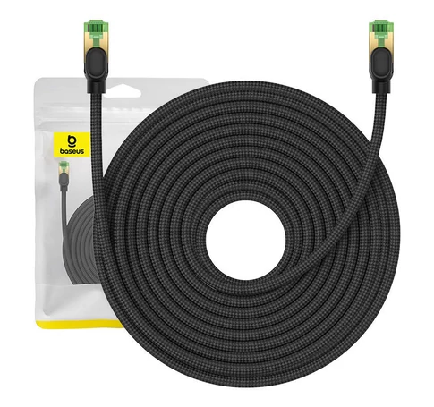 Baseus fonott hálózati kábel Cat.8, Ethernet RJ45, 40 Gbps, 20m (fekete)