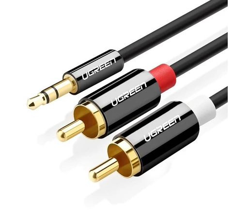 UGREEN AV116 kábel 3,5 mm-es Jack 2RCA-hoz (Cinch) 3 m (fekete)
