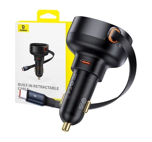 Baseus Enjoyment Pro autós töltő USB-C kábellel, 60W (fekete)