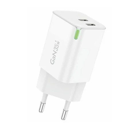 Fali töltő Foneng GaN 35W USB-C 2-Port 2.4A (fehér)