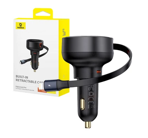Baseus Enjoyment Pro autós töltő USB-C - Lightning kábellel, 55W (fekete)