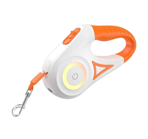 Rojeco Dog Automatic Leash LED 5 m (white and orange)