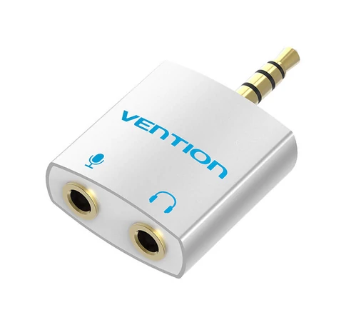 Adapter audio 4-pole 3.5mm male to 2x 3.5mm female Vention BDBW0 silver