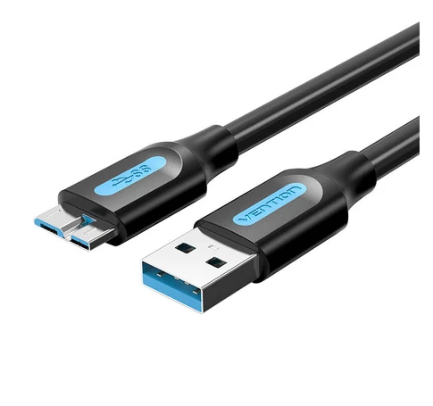 Flat USB 3.0 A to Micro-B cable Vention COPBI 2A 3m Black PVC