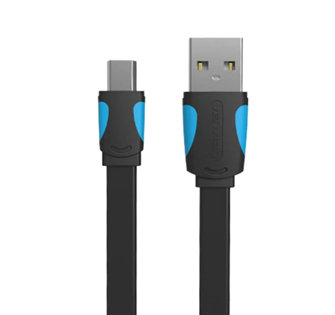 Płaski kabel USB 2.0 A do Mini 5 pinowy Vention VAS-A14-B050 2A 0,5m czarny