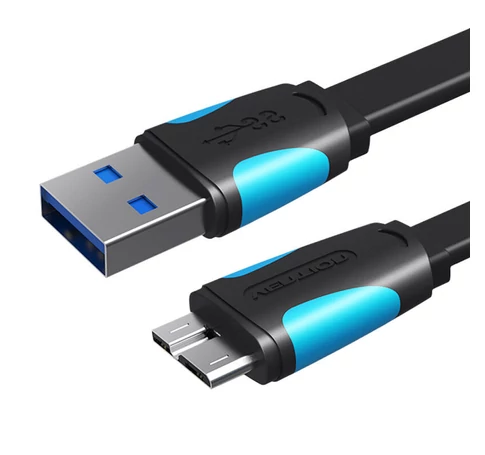 Flat USB 3.0 A to Micro-B cable Vention VAS-A12-B025 0.25m Black