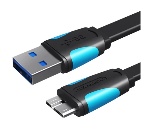 Flat USB 3.0 A to Micro-B cable Vention VAS-A12-B100 1m Black