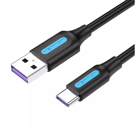 USB 2.0 A – USB-C kábel CORBD 5A 0.5 m fekete, PVC