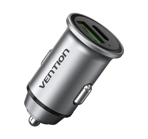 Dual Port Car Charger USB-A, USB-C Vention FFBH0 18/20W Gray
