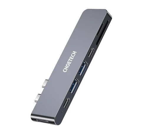 Docking Station Choetech HUB-M14 for Macbook Pro, 7-in-2 USB-C, Thunderbolt 3 (silver)