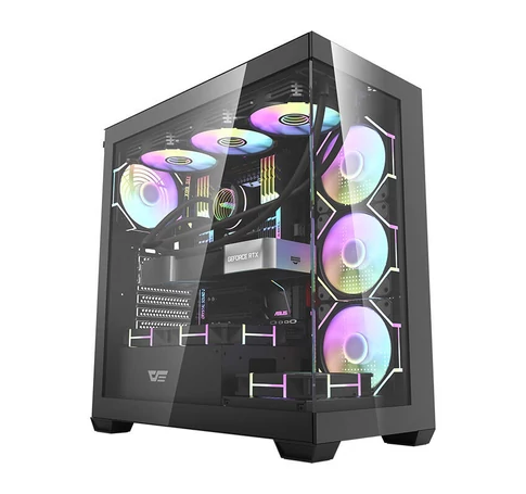 Darkflash DS900 számítógépház (fekete) + 7 ARGB ventilátor