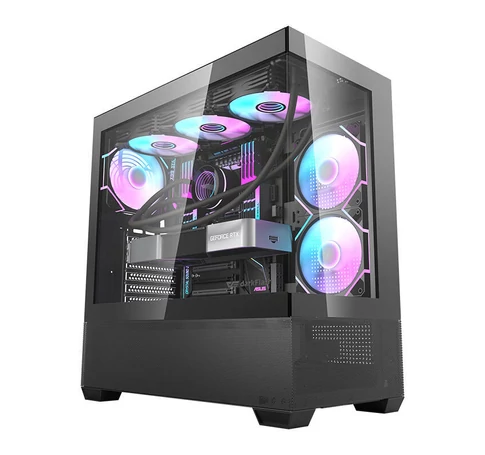 Darkflash DS900 AIR számítógépház (fekete) + 6 ARGB ventilátorok